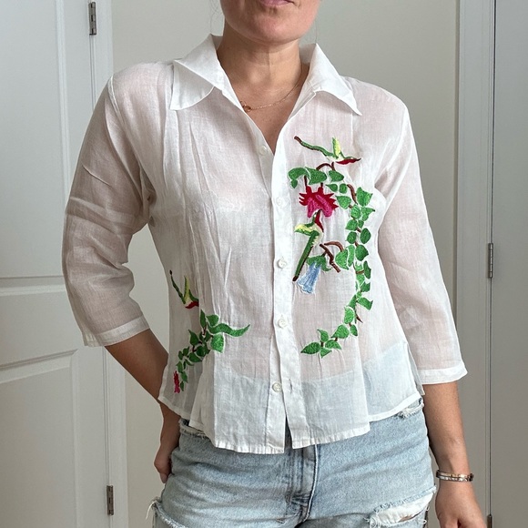 Cotton Embroidered Summer Shirt - Picture 3 of 10